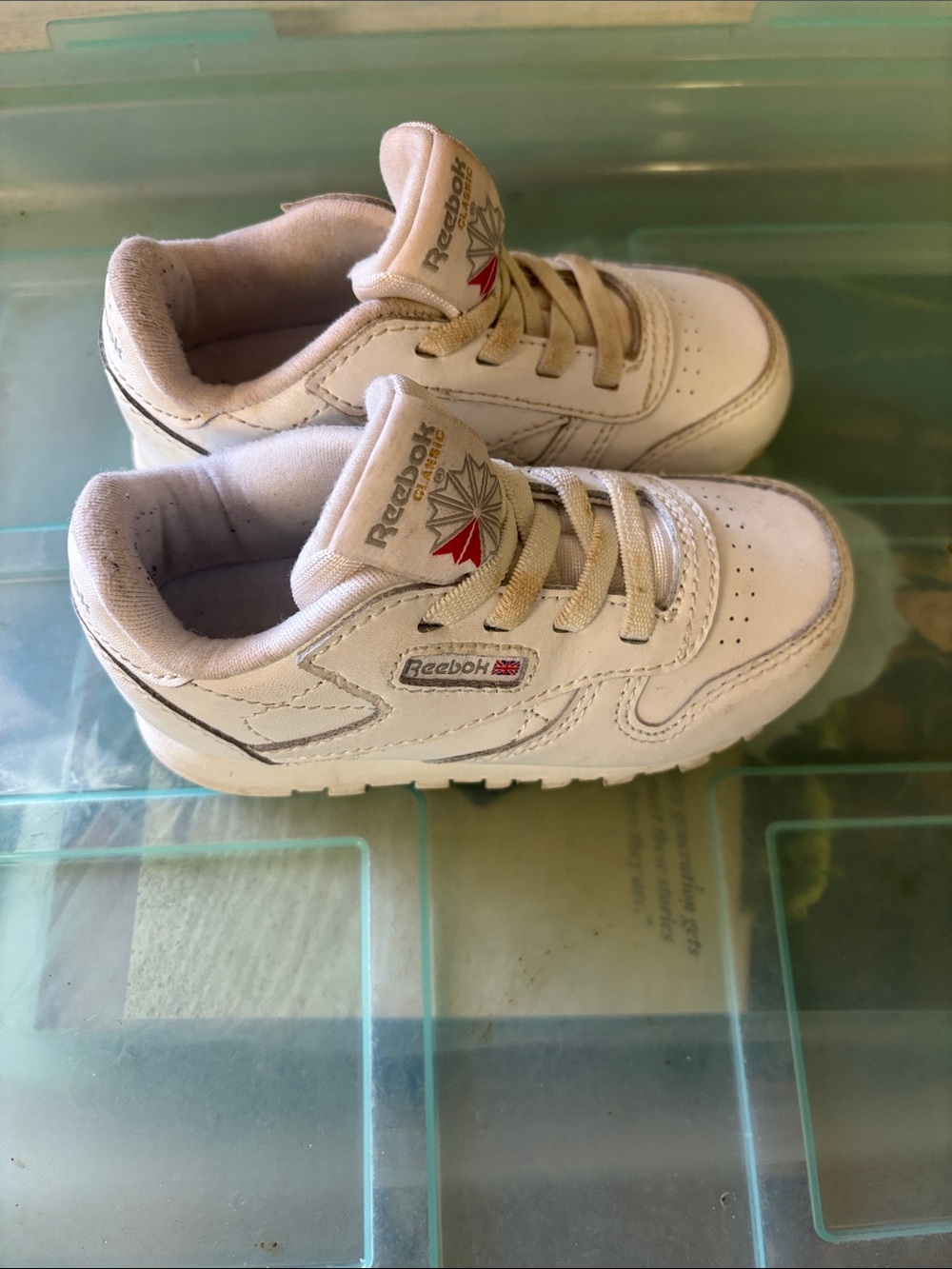 Reebok Kids White Sneakers with Red Logo Accent